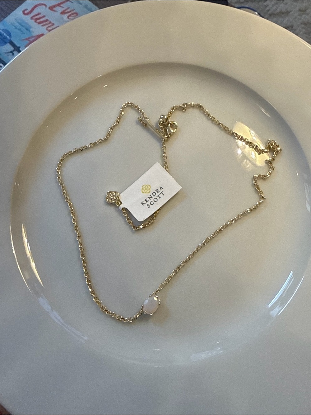 KENDRA SCOTT CAILIN GOLD PENDANT NECKLACE White Opal Pendant